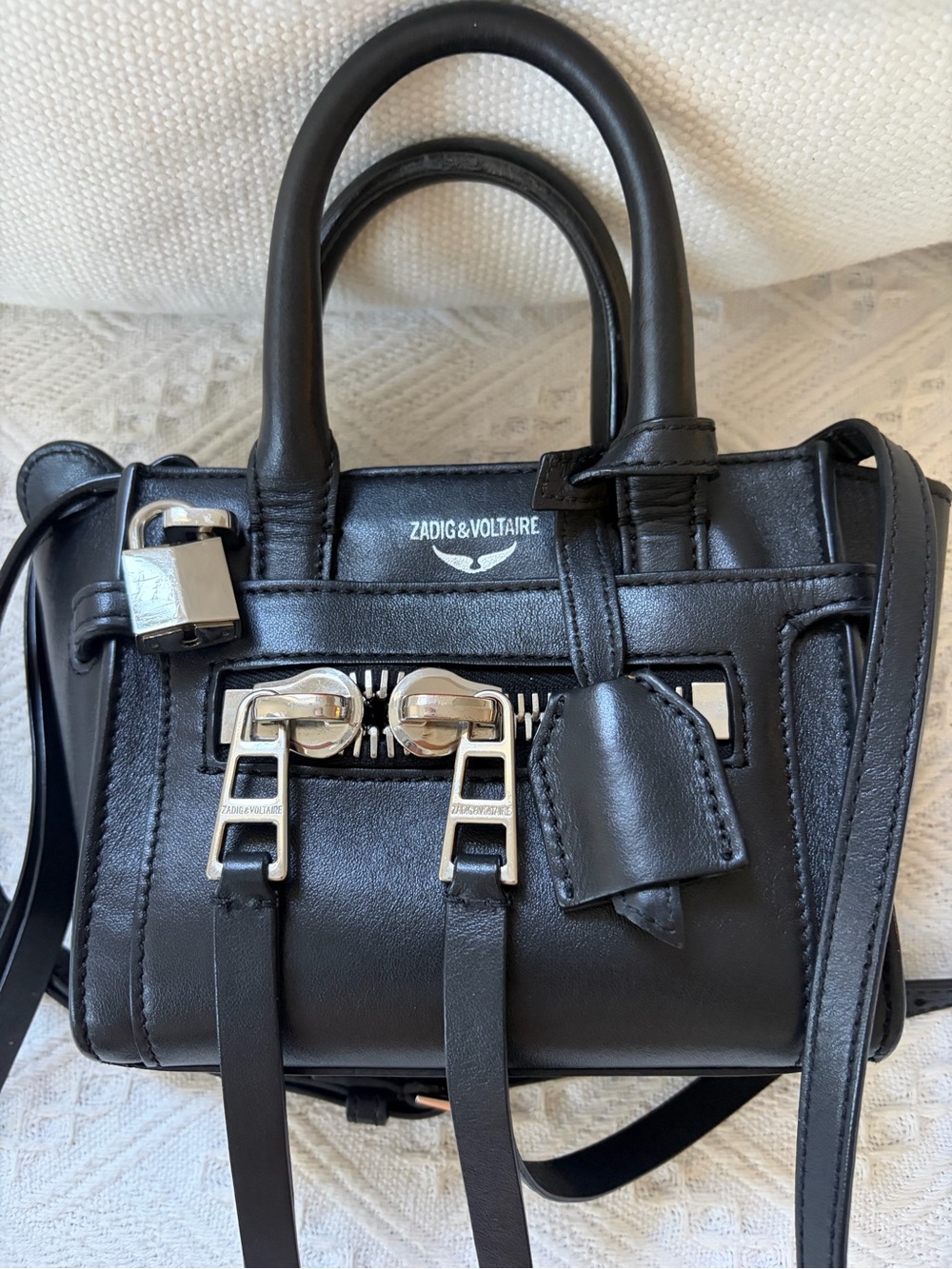 Zadig & Voltaire Black Mini Leather Satchel with Silver Hardware - Picture 3 of 9
